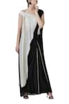 Buy_Limerick by Abirr N' Nanki_Black Silk Crepe Asymmetric Pre-draped Saree With Top_at_Aza_Fashions