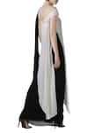 Shop_Limerick by Abirr N' Nanki_Black Silk Crepe Asymmetric Pre-draped Saree With Top_at_Aza_Fashions