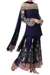 Buy_Limerick by Abirr N' Nanki_Blue Silk Georgette One Shoulder Off Kurta And Sharara Set _at_Aza_Fashions