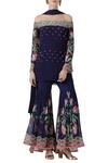 Limerick by Abirr N' Nanki_Blue Silk Georgette One Shoulder Off Kurta And Sharara Set _Online_at_Aza_Fashions