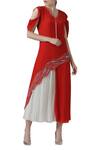 Buy_Limerick by Abirr N' Nanki_White Silk Georgette V Neck Asymmetric Kurta Set _at_Aza_Fashions