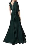 Shop_Limerick by Abirr N' Nanki_Green Silk Georgette Embroidered Resham V Neck Pleated Gown _at_Aza_Fashions