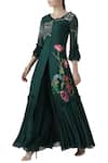 Buy_Limerick by Abirr N' Nanki_Green Embroidered Kurta Palazzo Set _at_Aza_Fashions