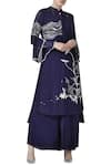 Buy_Limerick by Abirr N' Nanki_Blue Silk Georgette Mandarin Collar Embroidered Kurta Set  _at_Aza_Fashions