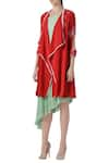 Limerick by Abirr N' Nanki_Red Silk Georgette Embroidered Asymmetric Tunic With Jacket  _Online_at_Aza_Fashions