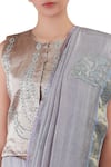 Buy_Latha Puttanna_Grey Net Embroidered Round Saree With Blouse  _Online_at_Aza_Fashions