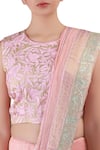 Latha Puttanna_Pink Net Embroidered Round Saree With Blouse  _at_Aza_Fashions