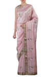 Buy_Latha Puttanna_Pink Net Embroidered Round Saree With Blouse  _at_Aza_Fashions