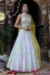 Nitisha Kashyap Official_Multi Color Net, Silk Mirrors, Embroidery Sweetheart Tie And Dye Lehenga Set _Online_at_Aza_Fashions