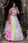 Nitisha Kashyap Official_Multi Color Net, Silk Tassels, Mirrors, Embroidery Tie And Dye Lehenga Set _Online_at_Aza_Fashions