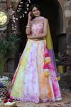 Nitisha Kashyap Official_Multi Color Net, Silk Tassels, Mirrors, Embroidery Tie And Dye Lehenga Set _at_Aza_Fashions