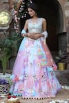 Nitisha Kashyap Official_Multi Color Net, Silk Sequins, Beads, Mirror Embroidered Tie And Dye Lehenga Set _Online_at_Aza_Fashions