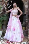 Shop_Nitisha Kashyap Official_Off White Net, Silk Beads, Sequins, Mirror Embroidered Uppada Lehenga Set _Online_at_Aza_Fashions