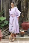 Buy_Desert Shine by Sulochana Jangir_Purple Deer And Duck Embroidered Chanderi Kaftan _Online_at_Aza_Fashions