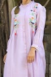 Buy_Desert Shine by Sulochana Jangir_Purple Handwoven Chanderi Embroidered Nature Pattern Frill Shirt Dress  _Online_at_Aza_Fashions