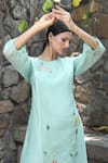 Shop_Desert Shine by Sulochana Jangir_Green Handwoven Chanderi Embroidered Patchwork Round Kurta And Pant Set  