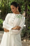 Shop_Desert Shine by Sulochana Jangir_White Handwoven Chanderi Embroidered Bird Resham Round Kurta  _Online_at_Aza_Fashions