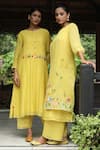 Buy_Desert Shine by Sulochana Jangir_Yellow Handwoven Chanderi Embroidered Aari Kurta And Work Salwar Set  _Online_at_Aza_Fashions