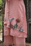 Desert Shine by Sulochana Jangir_Pink Handwoven Chanderi Embroidered Patchwork Round Motif Kurta And Pant Set _at_Aza_Fashions