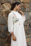 Shop_Desert Shine by Sulochana Jangir_White Handwoven Chanderi Nature Motif Embroidered Shirt Dress_Online_at_Aza_Fashions