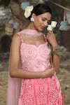 Nitisha Kashyap Official_Pink Uppada Silk Ombre Floral Embroidered Kurta Sharara Set_Online_at_Aza_Fashions