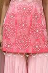 Nitisha Kashyap Official_Pink Uppada Silk Ombre Floral Embroidered Kurta Sharara Set_at_Aza_Fashions