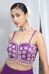 Nitisha Kashyap Official_Purple Georgette, Silk Beads, Mirrors Split Balloon Sleeve Cape Gharara Set _Online_at_Aza_Fashions