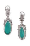 Buy_Auraa Trends_Blue Stones, Zari Embellished Dangler Earrings _Online_at_Aza_Fashions