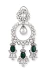 Auraa Trends_Green Pearls, Stones Drop Dangler Earrings _at_Aza_Fashions