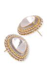 Shop_Auraa Trends_White Diamonds, Stones Kundan Embellished Stud Earrings _Online_at_Aza_Fashions