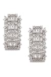 Auraa Trends_White Zircon Rectangular Shape Stud Earrings _Online_at_Aza_Fashions