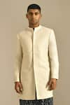 Buy_Dhruv Vaish_White Silk Short Sherwani  _at_Aza_Fashions