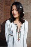 Nikasha White Cotton Square Neck Embroidered Dress Online at Aza Fashions Nikasha_White Cotton Square Neck Embroidered Dress _Online_at_Aza_Fashions