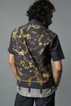Shop_House Of Three_Black Cotton Poplin Jewel Dravida Print Shirt _at_Aza_Fashions