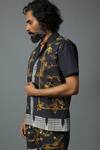 Shop_House Of Three_Black Cotton Poplin Jewel Dravida Print Shirt _Online_at_Aza_Fashions