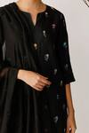 Shop Payal Pratap Black Linen Notched Embroidered Kurta Set Online at Aza Fashions Shop_Payal Pratap_Black Linen Notched Embroidered Kurta Set _Online_at_Aza_Fashions