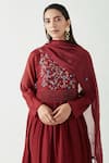 Shop_Payal Pratap_Maroon Embroidery Round Frisco Kurta And Palazzo Pant Set  _Online_at_Aza_Fashions