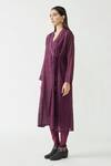 Payal Pratap_Purple Cotton Silk Embroidery V Neck Doris Kurta And Dhoti Pant Set  _Online_at_Aza_Fashions