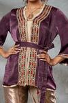 Aditi Somani_Wine Silk Suede Geometric Kimono Jacket _Online_at_Aza_Fashions