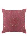 Khaabka_Red Cotton Linen Embroidery Resham Cushion Cover - Set Of 2 _Online_at_Aza_Fashions