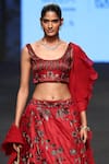 Sejal Kamdar_Maroon Gajji Silk Embellished And Printed Ajrakh Deep Leaf Vine Lehenga Set _Online_at_Aza_Fashions