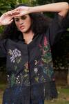 Buy_Ode To Odd_Black Cotton Embroidery Collared Cross Stitch Shirt_Online_at_Aza_Fashions