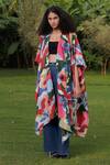 Buy_Ode To Odd_Multi Color Habutai Silk Printed Abstract Open Cape  _Online_at_Aza_Fashions