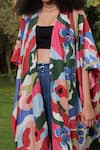 Shop_Ode To Odd_Multi Color Habutai Silk Printed Abstract Open Cape  _Online_at_Aza_Fashions