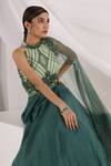 Buy_Smriti By Anju Agarwal_Green Organza, Net, Taffeta Beads, Lorena Layered Lehenga And Blouse Set _Online_at_Aza_Fashions