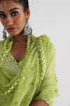 Buy_Smriti by Anju Agarwal_Green Kurta- Chinnon And Taffeta Hand Embroidery Mirrors Farah Ombre Sharara Set _Online_at_Aza_Fashions