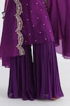 Smriti by Anju Agarwal_Purple Kurta- Bam Silk And Taffeta Rania Sharara Set With Scalloped Cape _Online_at_Aza_Fashions