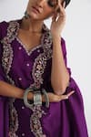 Shop_Smriti by Anju Agarwal_Purple Kurta- Bam Silk And Taffeta Rania Sharara Set With Scalloped Cape _Online_at_Aza_Fashions