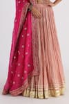 Smriti by Anju Agarwal_Pink Blouse And Lehenga- Bam Silk Hand Embroidery Gota Embellished Pleated Set _Online_at_Aza_Fashions