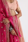 Shop_Smriti by Anju Agarwal_Pink Blouse And Lehenga- Bam Silk Hand Embroidery Gota Embellished Pleated Set _Online_at_Aza_Fashions